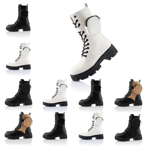 Neu damen biker boots - damen, schnür